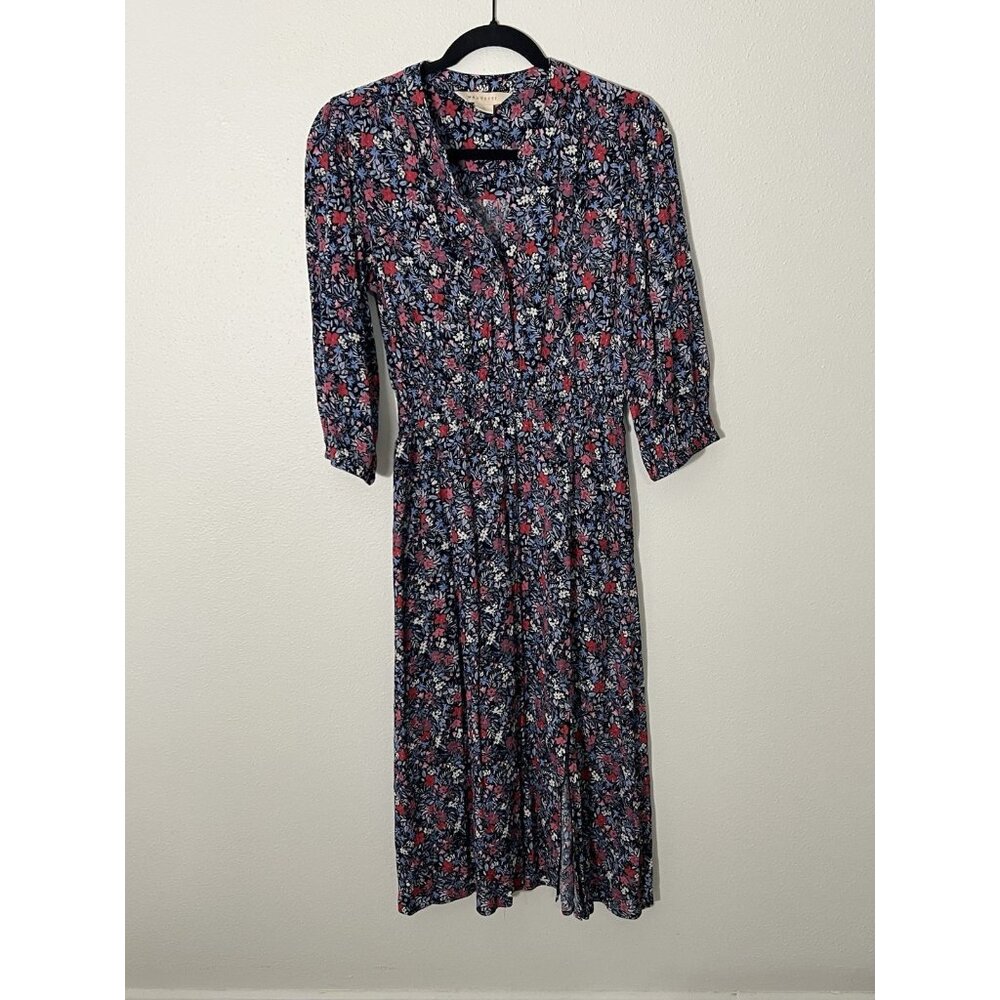 Mauvette Floral Midi Dress With Pockets Size Medium